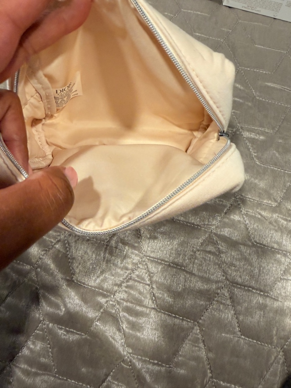 Dior soft Pink Cosmetic Pouch with Silver Zip - Picture 2 of 8